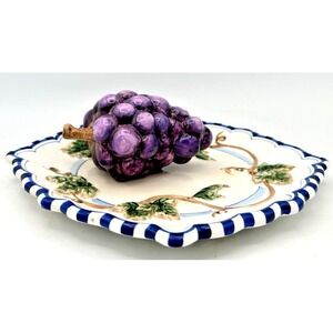 Vintage Ganz Bella Casa 3D Plate Raised Grapes and Vines Wall Hanging 8 inches
